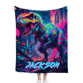 Cyberpunk Dinosaur - Personalized Blanket